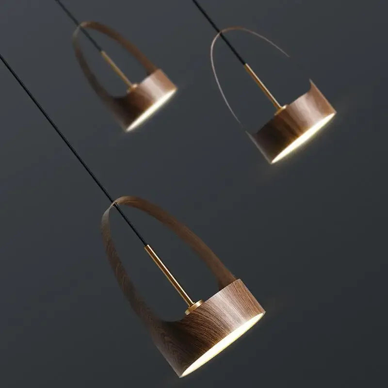 Luminaire Suspension design nordique en bois de noyer – Référence : Marilé6723- - Nexa Lights