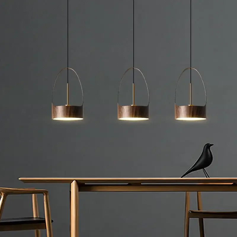 Luminaire Suspension design nordique en bois de noyer – Référence : Marilé6723- - Nexa Lights
