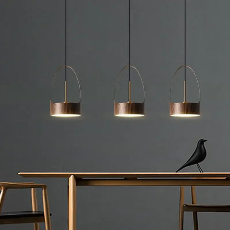 Luminaire Suspension design nordique en bois de noyer – Référence : Marilé6723- - Nexa Lights
