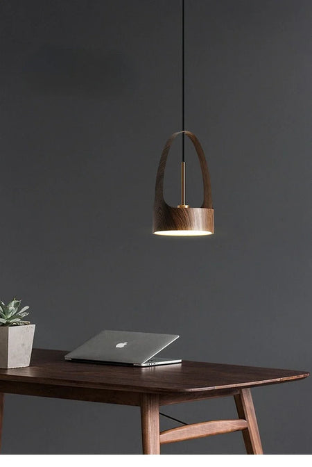 Luminaire Suspension design nordique en bois de noyer – Référence : Marilé6723- - Nexa Lights