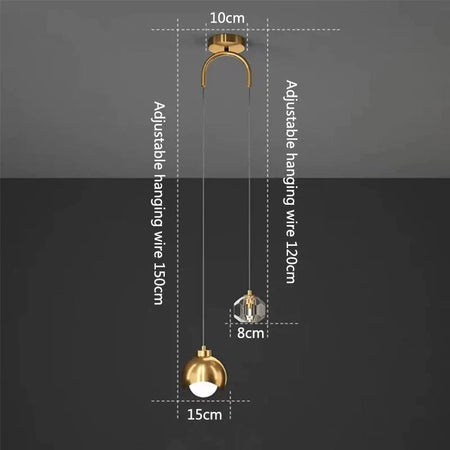 Luminaire Suspension élégante en cristal doré – Référence : Loriane5623-Luminaire Suspendu - Nexa Lights