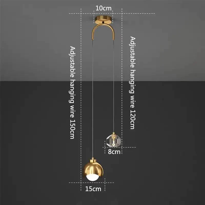 Luminaire Suspension élégante en cristal doré – Référence : Loriane5623-Luminaire Suspendu - Nexa Lights