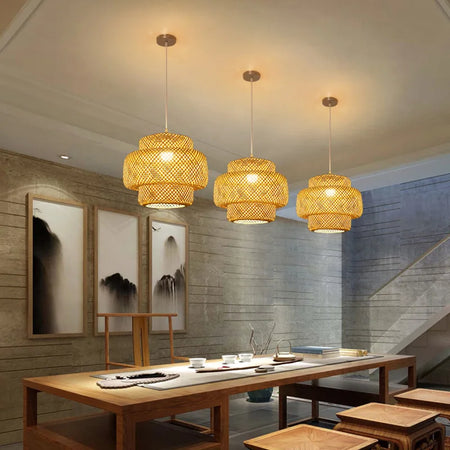 Luminaire Suspension finition bambou naturel – Référence : Winda4523- - Nexa Lights
