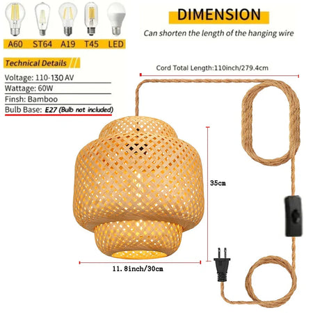 Luminaire Suspension finition bambou naturel – Référence : Winda4523- - Nexa Lights