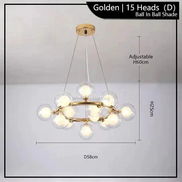 Luminaire Suspension finition brillante or – Référence : Malin6372-Luminaire Suspendu - Nexa Lights
