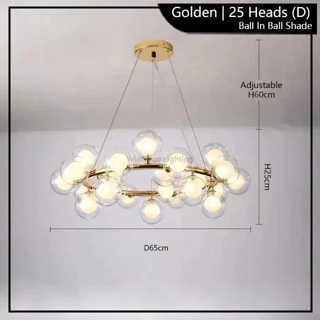 Luminaire Suspension finition brillante or – Référence : Malin6372-Luminaire Suspendu - Nexa Lights