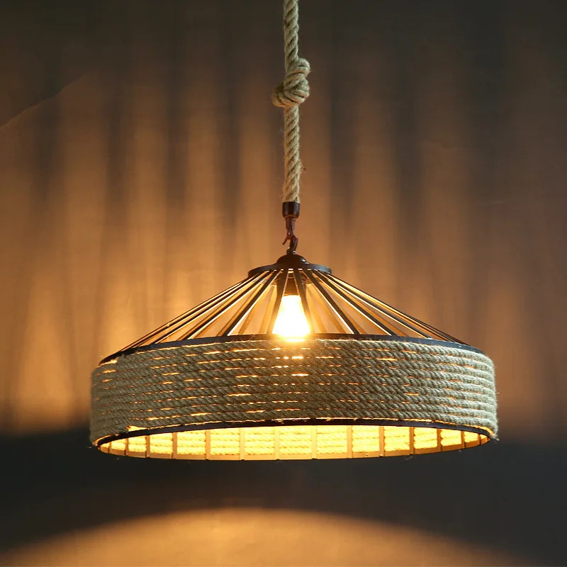 Luminaire Suspension finition chanvre rétro – Référence : Marvyn2457- - Nexa Lights