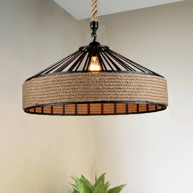 Luminaire Suspension finition chanvre rétro – Référence : Marvyn2457- - Nexa Lights