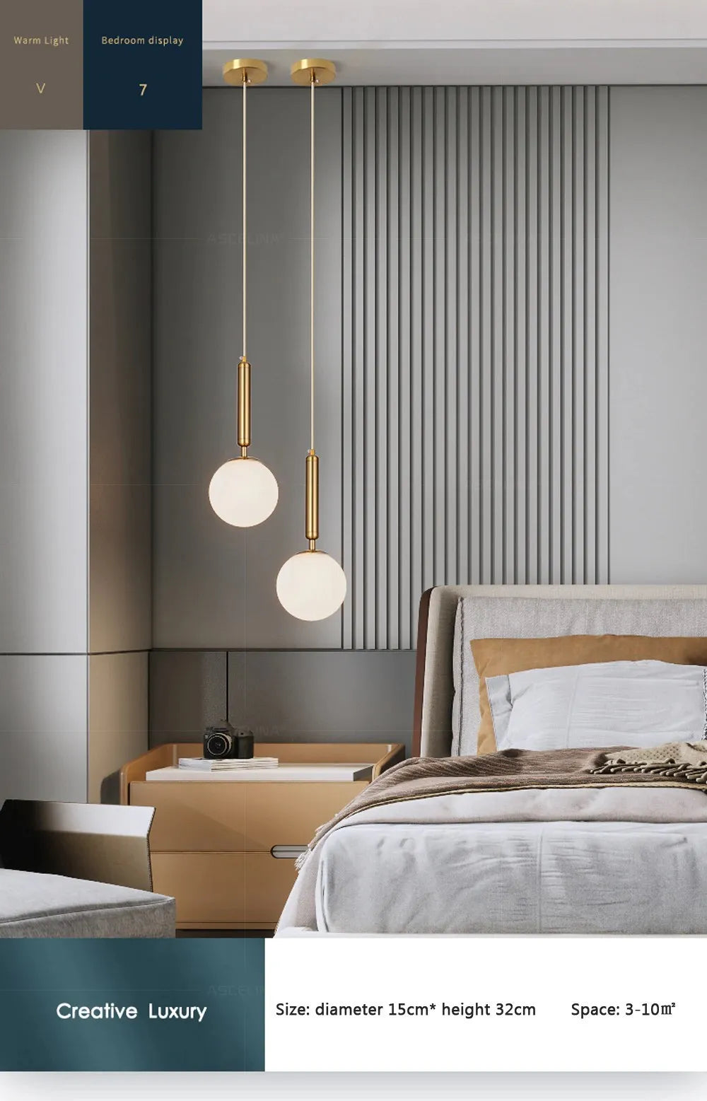 Luminaire Suspension finition dorée en boule – Référence : Joran5647- - Nexa Lights