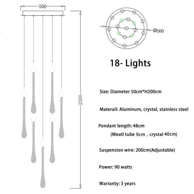 Luminaire Suspension finition élégante en cristal – Référence : Arlo5823- - Nexa Lights