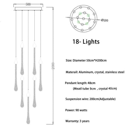Luminaire Suspension finition élégante en cristal – Référence : Arlo5823- - Nexa Lights