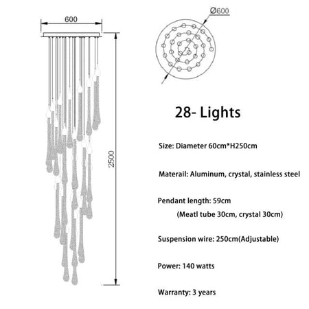 Luminaire Suspension finition élégante en cristal – Référence : Arlo5823- - Nexa Lights