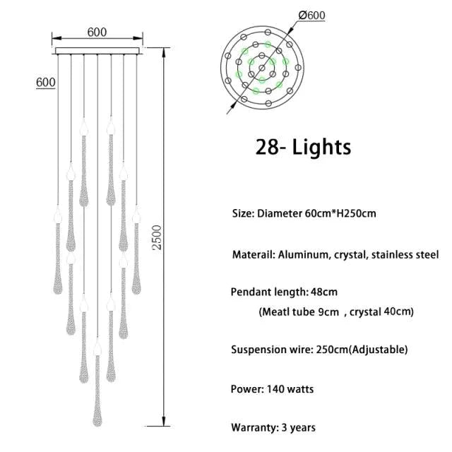 Luminaire Suspension finition élégante en cristal – Référence : Arlo5823- - Nexa Lights