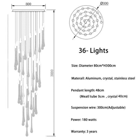 Luminaire Suspension finition élégante en cristal – Référence : Arlo5823- - Nexa Lights
