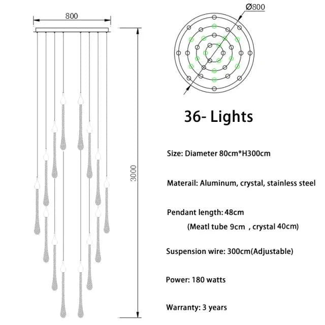 Luminaire Suspension finition élégante en cristal – Référence : Arlo5823- - Nexa Lights