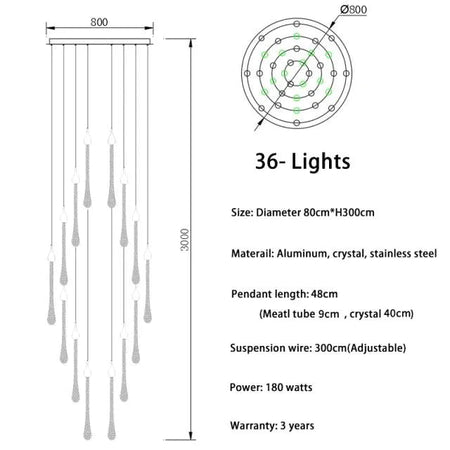 Luminaire Suspension finition élégante en cristal – Référence : Arlo5823- - Nexa Lights