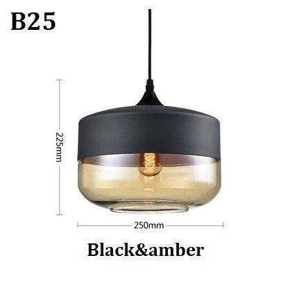 Luminaire Suspension finition en bois noir et verre ambré – Référence : Cyris4832-Luminaire Suspendu - Nexa Lights