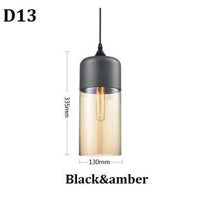 Luminaire Suspension finition en bois noir et verre ambré – Référence : Cyris4832-Luminaire Suspendu - Nexa Lights