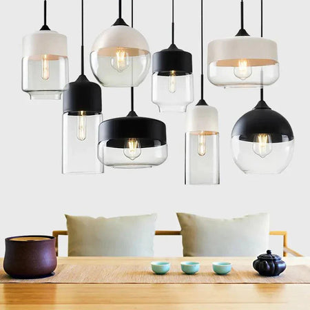 Luminaire Suspension finition en bois noir et verre ambré – Référence : Cyris4832-Luminaire Suspendu - Nexa Lights
