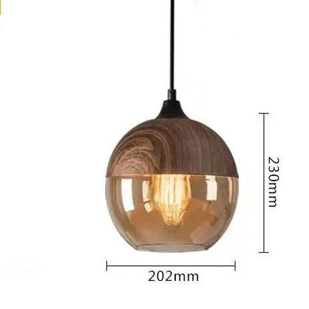 Luminaire Suspension finition en bois noir et verre ambré – Référence : Cyris4832-Luminaire Suspendu - Nexa Lights