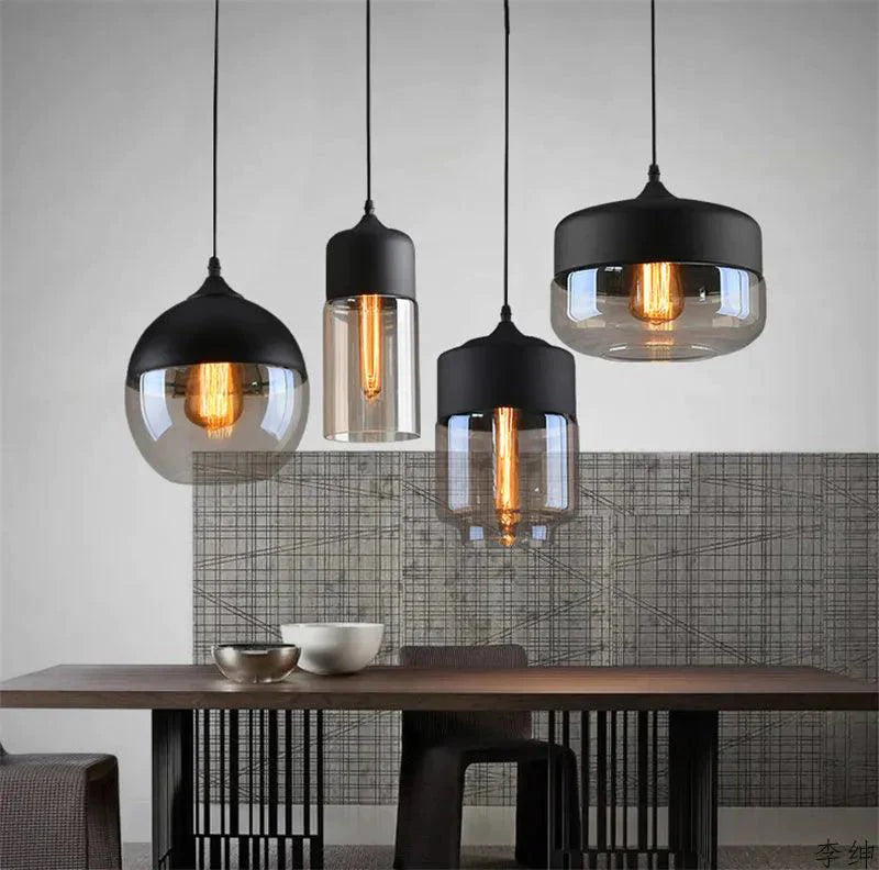 Luminaire Suspension finition en bois noir et verre ambré – Référence : Cyris4832-Luminaire Suspendu - Nexa Lights
