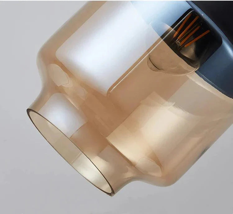 Luminaire Suspension finition en bois noir et verre ambré – Référence : Cyris4832-Luminaire Suspendu - Nexa Lights