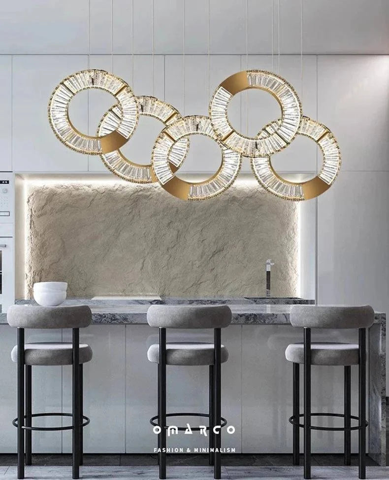 Luminaire Suspension forme organique dorée – Référence : Aelion5738- - Nexa Lights