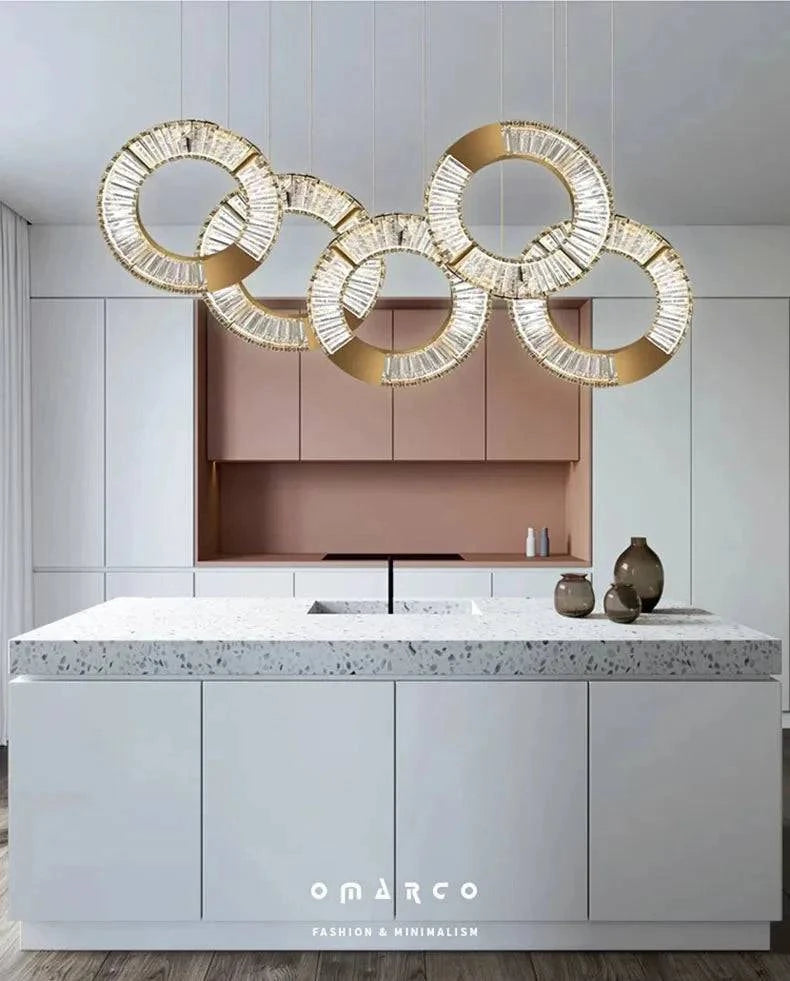 Luminaire Suspension forme organique dorée – Référence : Aelion5738- - Nexa Lights