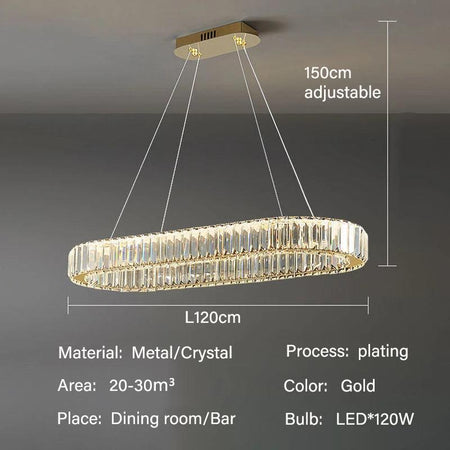 Luminaire Suspension métal et cristal avec lumière ajustable – Référence : Nélis4723- - Nexa Lights