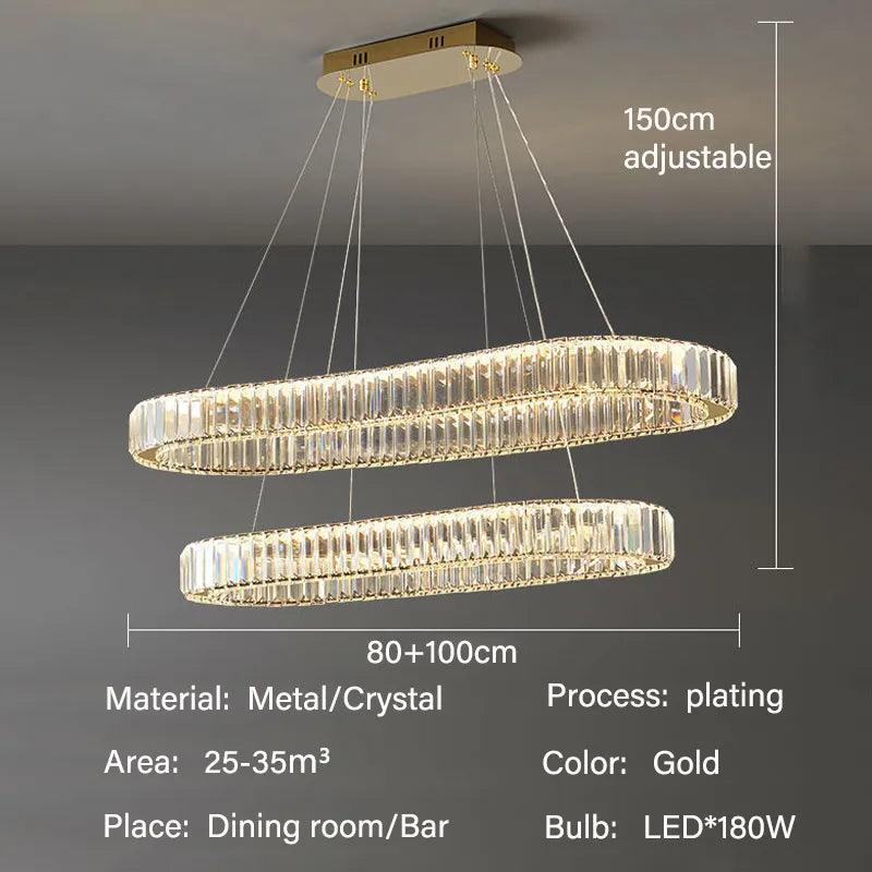 Luminaire Suspension métal et cristal avec lumière ajustable – Référence : Nélis4723- - Nexa Lights
