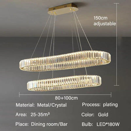 Luminaire Suspension métal et cristal avec lumière ajustable – Référence : Nélis4723- - Nexa Lights