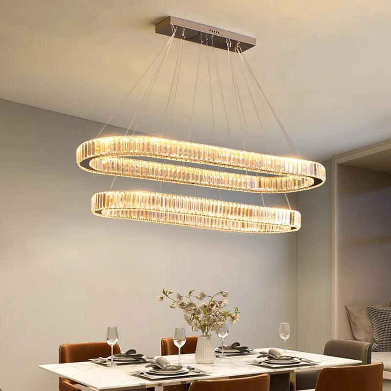 Luminaire Suspension métal et cristal avec lumière ajustable – Référence : Nélis4723- - Nexa Lights