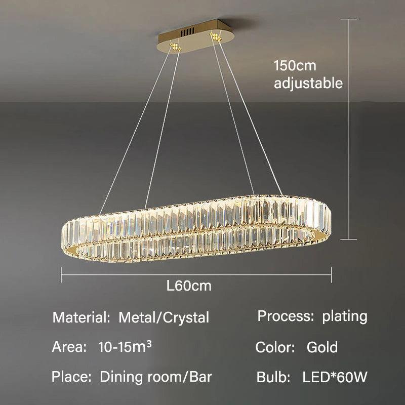 Luminaire Suspension métal et cristal avec lumière ajustable – Référence : Nélis4723- - Nexa Lights