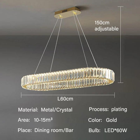 Luminaire Suspension métal et cristal avec lumière ajustable – Référence : Nélis4723- - Nexa Lights