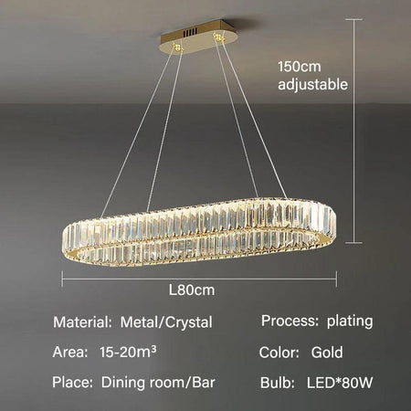 Luminaire Suspension métal et cristal avec lumière ajustable – Référence : Nélis4723- - Nexa Lights