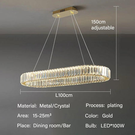 Luminaire Suspension métal et cristal avec lumière ajustable – Référence : Nélis4723- - Nexa Lights