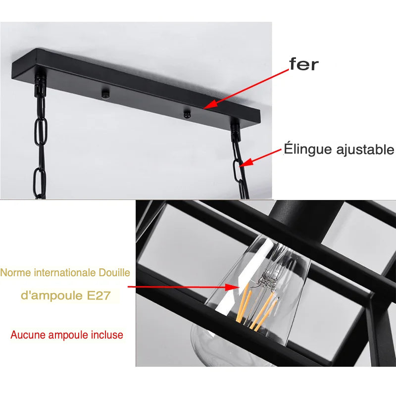 Luminaire Suspension métal noir brillant – Référence : Calixte5723-Luminaire Suspendu - Nexa Lights