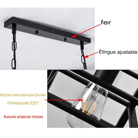 Luminaire Suspension métal noir brillant – Référence : Calixte5723-Luminaire Suspendu - Nexa Lights