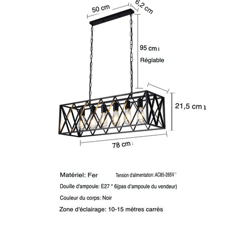 Luminaire Suspension métal noir brillant – Référence : Calixte5723-Luminaire Suspendu - Nexa Lights