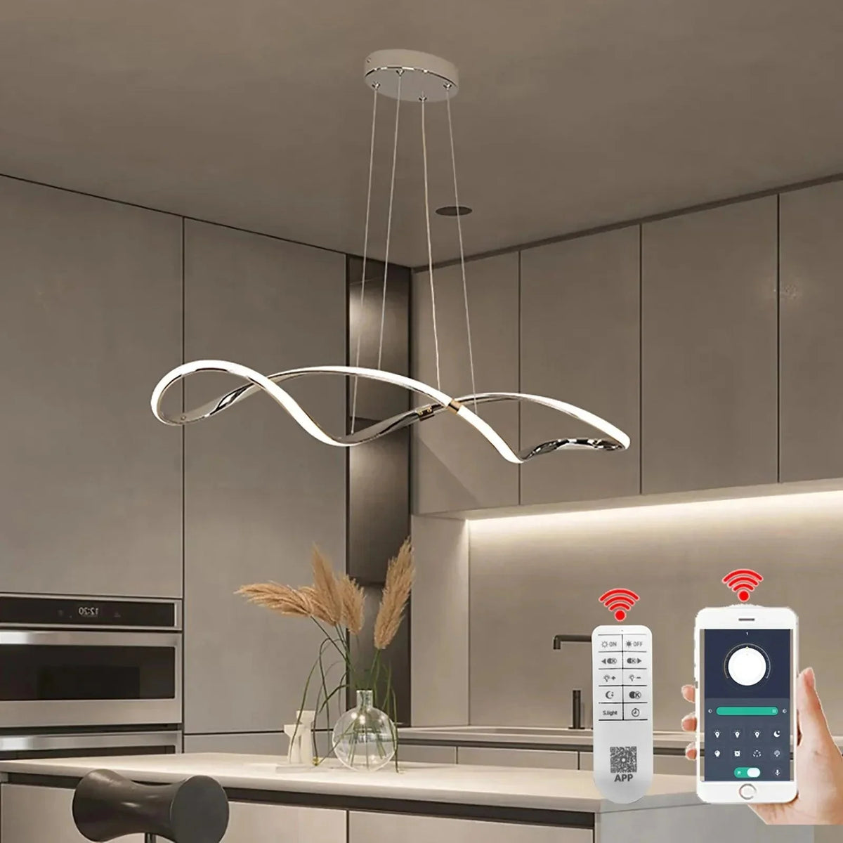 Luminaire Suspension ondulé chic en chrome poli – Référence : Marvyn4723-Luminaire Suspendu - Nexa Lights