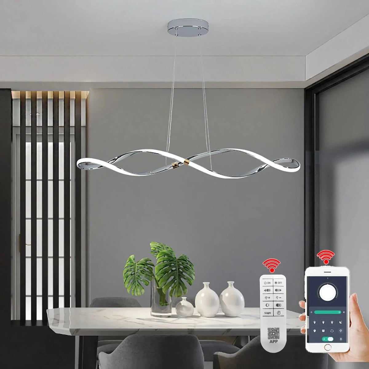Luminaire Suspension ondulé chic en chrome poli – Référence : Marvyn4723-Luminaire Suspendu - Nexa Lights