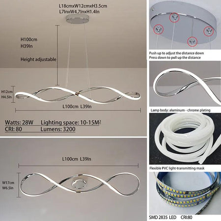 Luminaire Suspension ondulé chic en chrome poli – Référence : Marvyn4723-Luminaire Suspendu - Nexa Lights