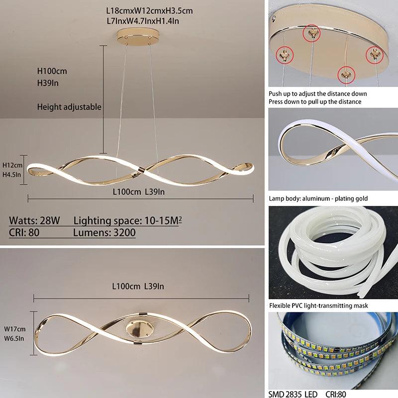 Luminaire Suspension ondulé chic en chrome poli – Référence : Marvyn4723-Luminaire Suspendu - Nexa Lights