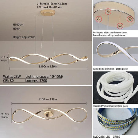 Luminaire Suspension ondulé chic en chrome poli – Référence : Marvyn4723-Luminaire Suspendu - Nexa Lights
