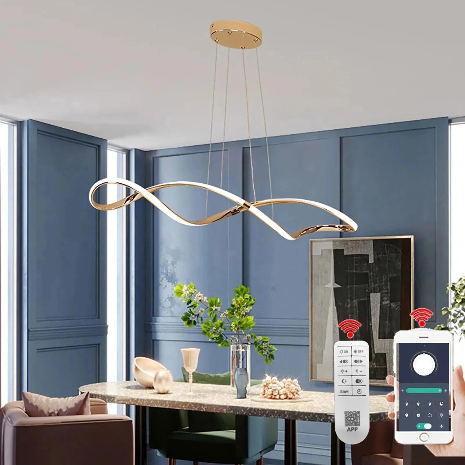 Luminaire Suspension ondulé chic en chrome poli – Référence : Marvyn4723-Luminaire Suspendu - Nexa Lights