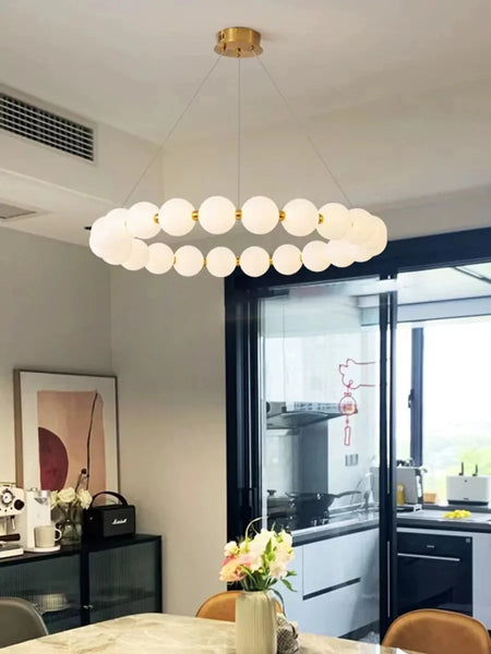 Luminaire Suspension sphères opalines élégantes – Référence : Mariel3485-Luminaire Suspendu - Nexa Lights