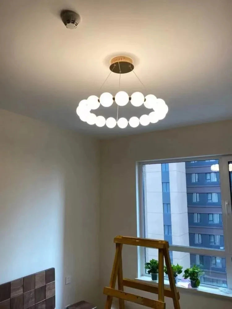 Luminaire Suspension sphères opalines élégantes – Référence : Mariel3485-Luminaire Suspendu - Nexa Lights