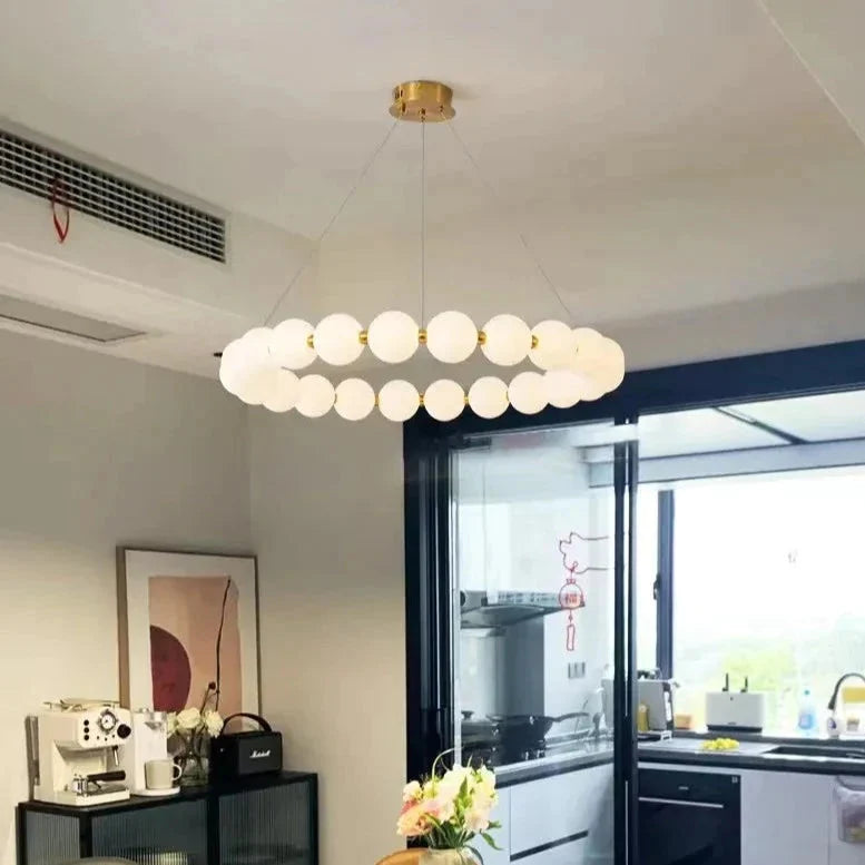 Luminaire Suspension sphères opalines élégantes – Référence : Mariel3485-Luminaire Suspendu - Nexa Lights