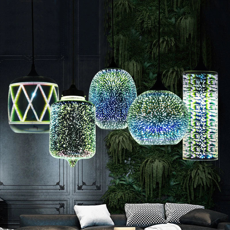 Luminaire Suspension verre 3D coloré – Référence : Ilyas5273-Luminaire Suspendu - Nexa Lights