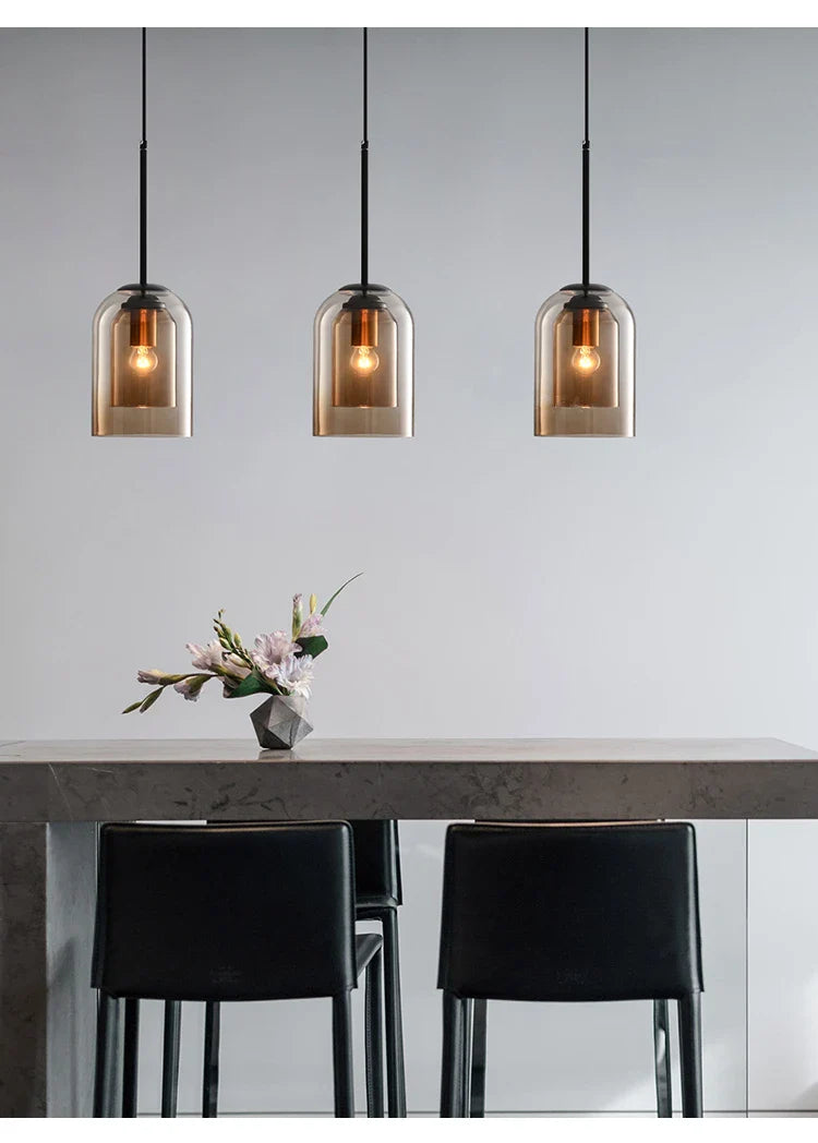 Luminaire Suspension verre double moderne – Référence : Fynia4739- - Nexa Lights